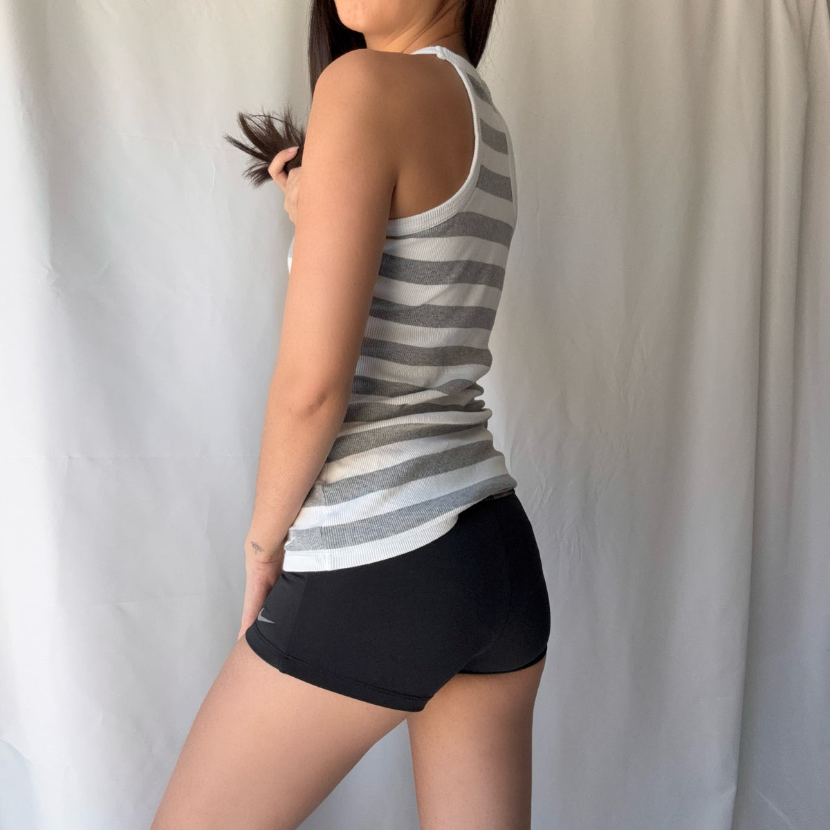 Nike Y2K Stripe Tank Black Shorts Set Sporty Athleisure