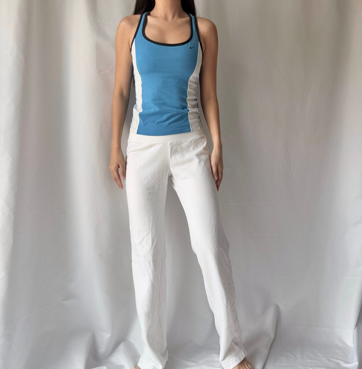 Nike Mixed Era Blue White Flare Pant Set