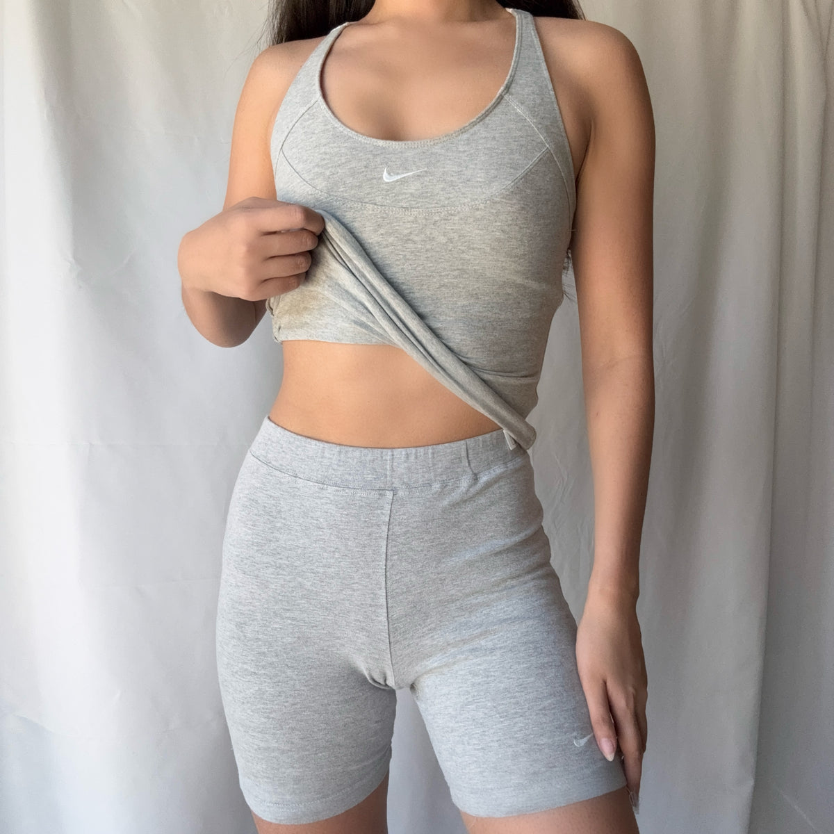 Nike Y2K Grey Active Short Set Minimal Athleisure