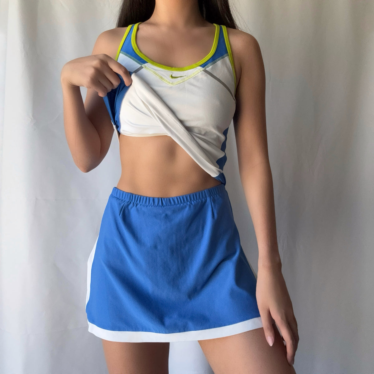 Nike Late 2000s Blue White Tennis Skort Set