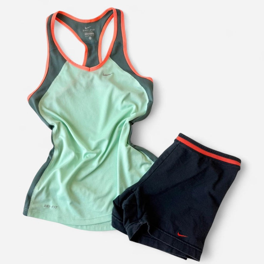 Nike Mixed Era Mint Black Short Set