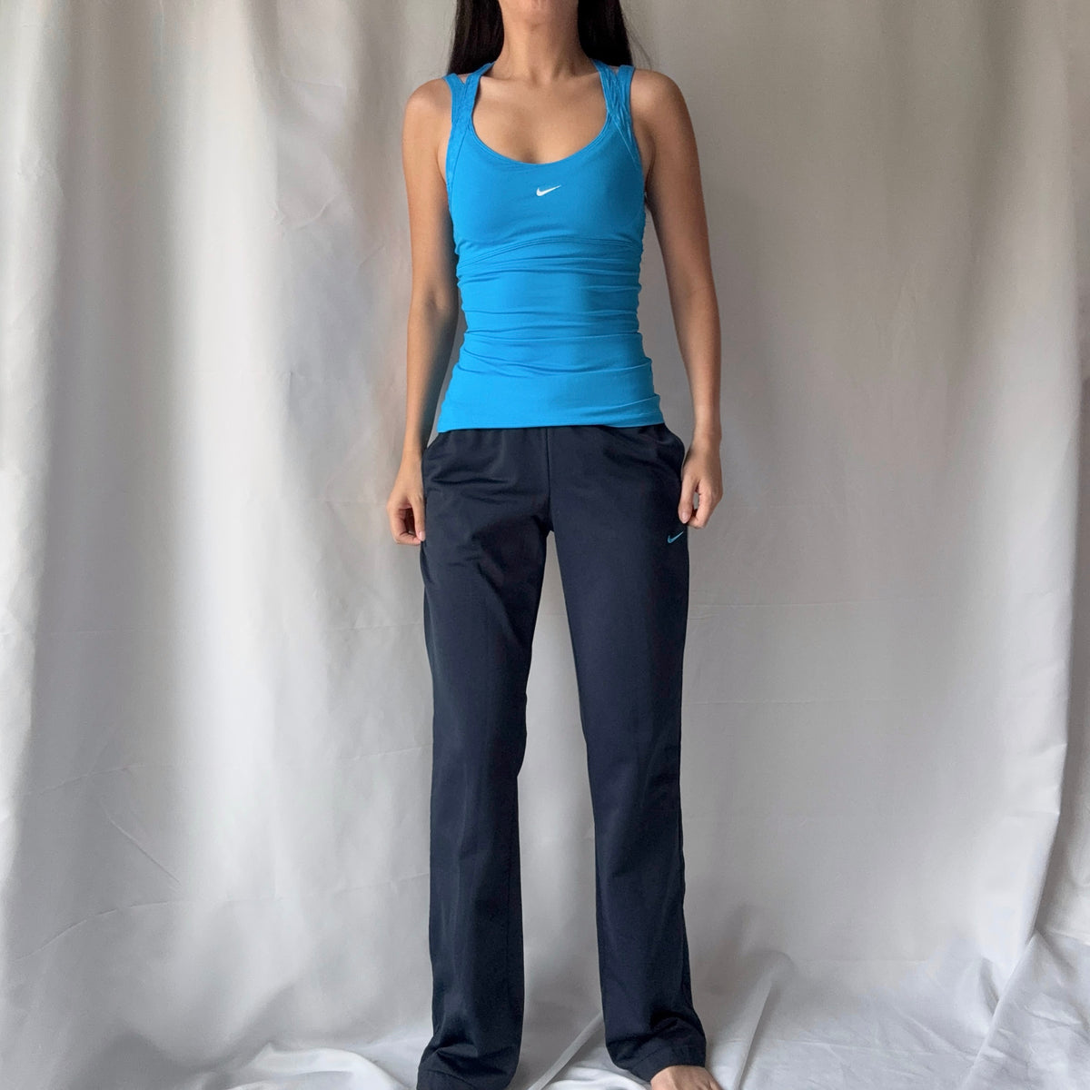 Nike 2010s Blue Black Flare Pant Set