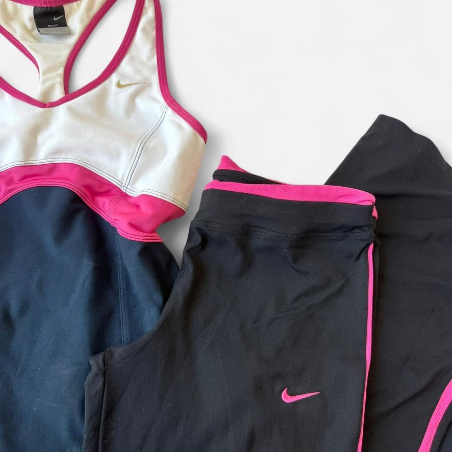 Nike Late 2000s Black Mid Rise Pink Pant Set