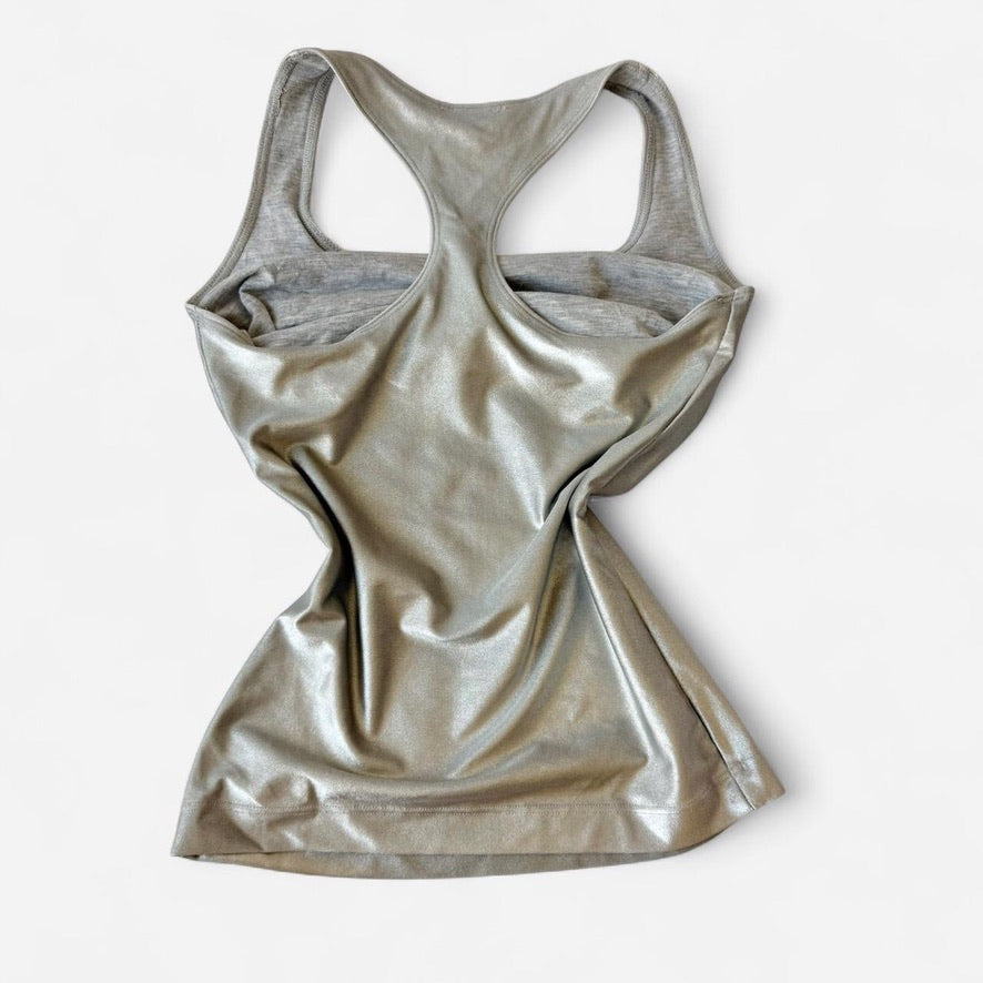 Vintage Y2K BEBE Sport Metallic Tank + Baby Blue Legging Set