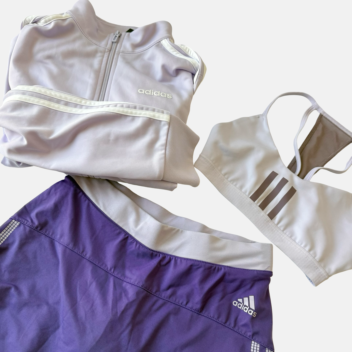 Adidas 3 Piece Purple Tennis Skort Set Jacket
