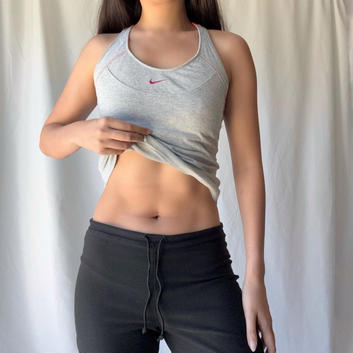 Nike Y2K Grey Pink Capri Set Early 2000s Y2K Athleisure