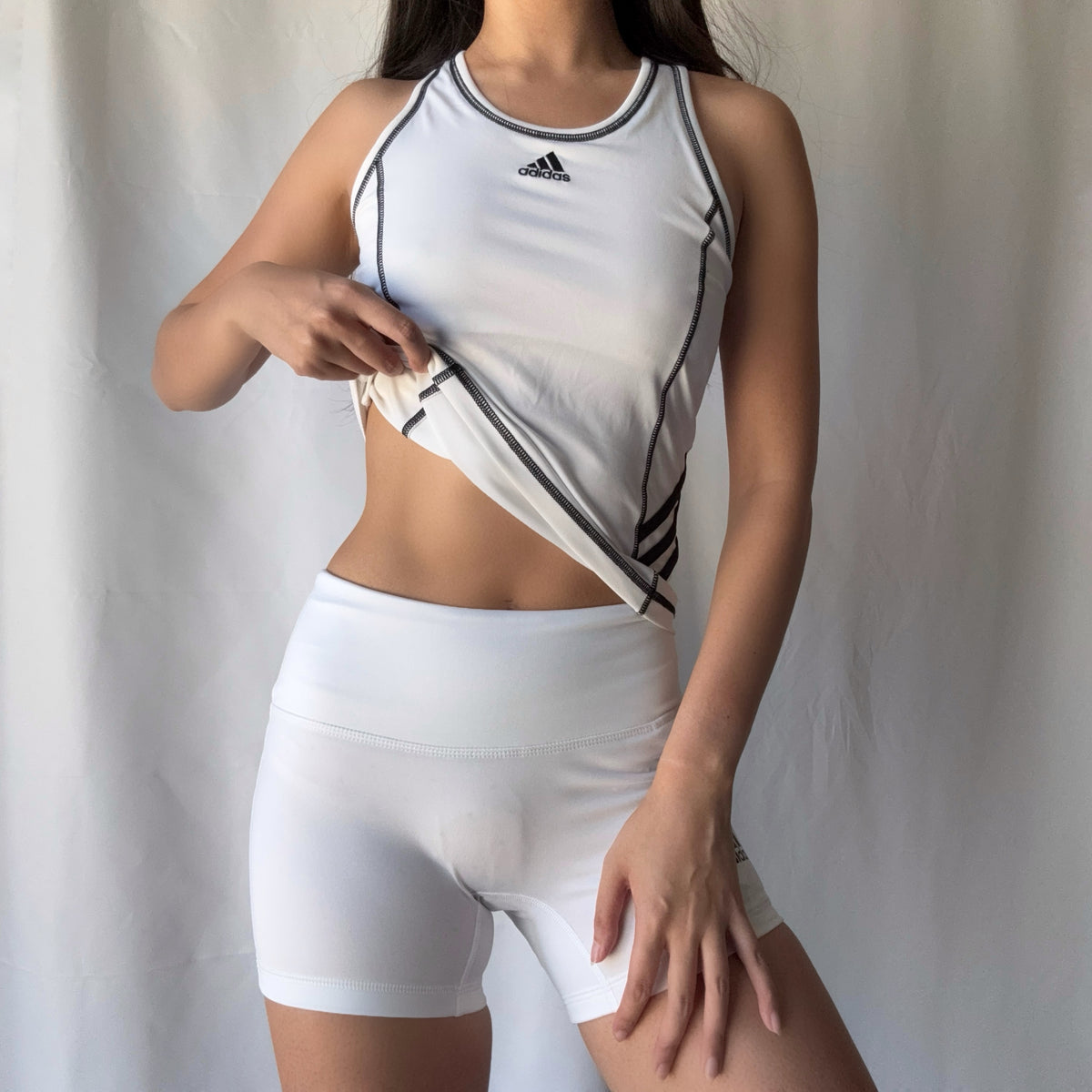 Adidas White Black Tennis Short Set