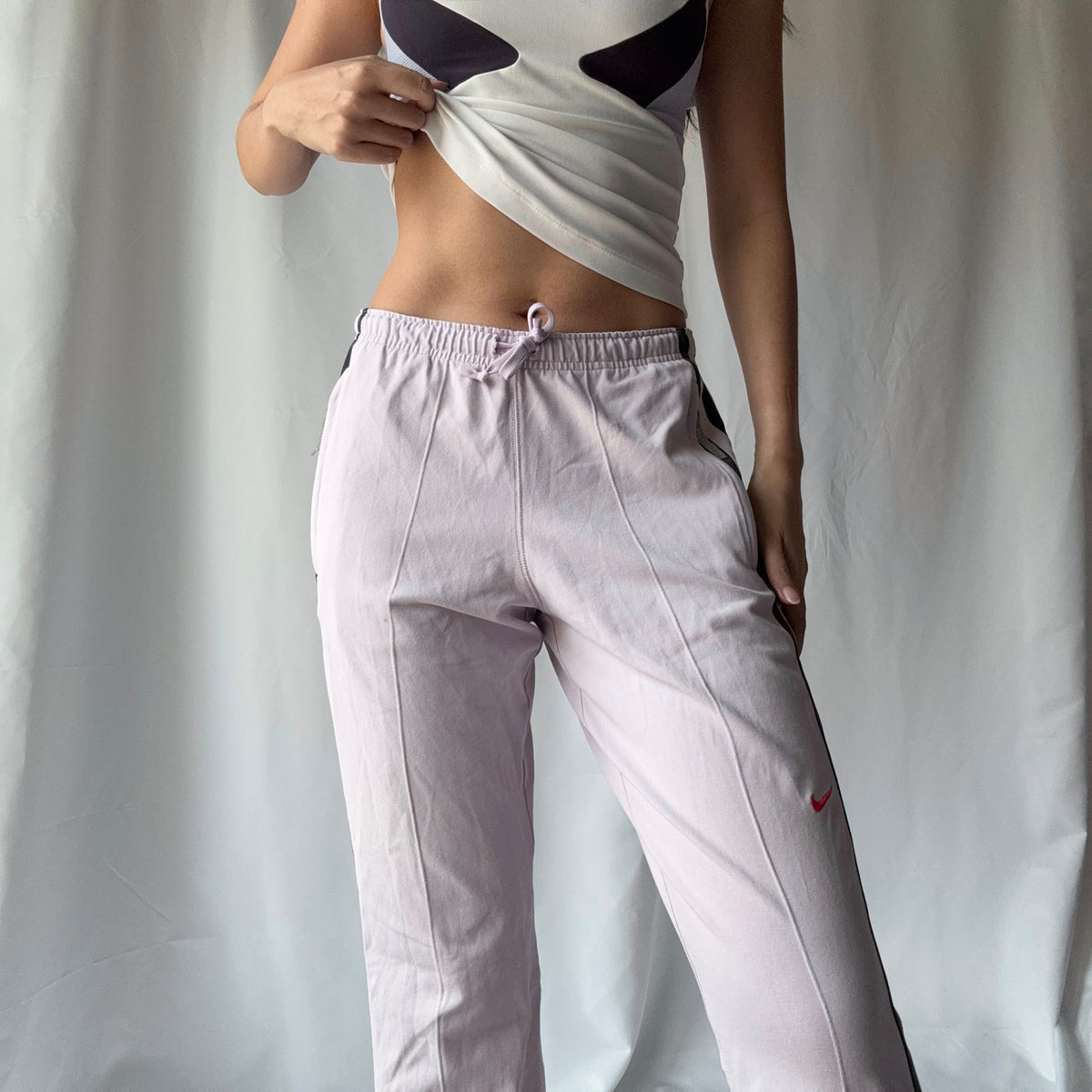 Nike Mixed Era White Lilac Flare Pant Set