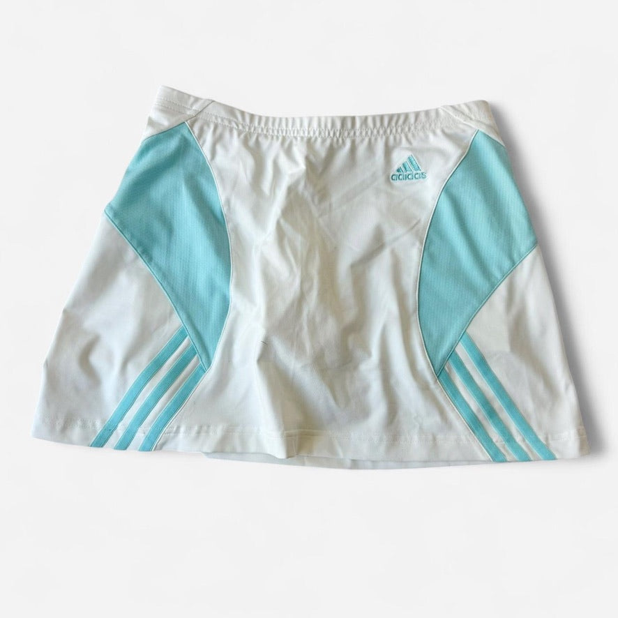 Adidas Vintage Y2K Aqua White Tennis Skirt Set