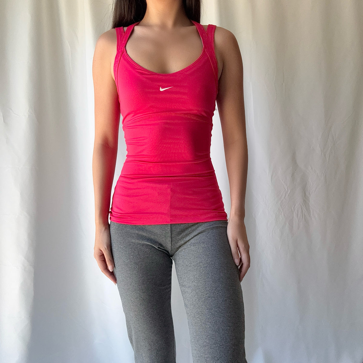 Nike Pink Grey Active Capri Set Y2K Athleisure