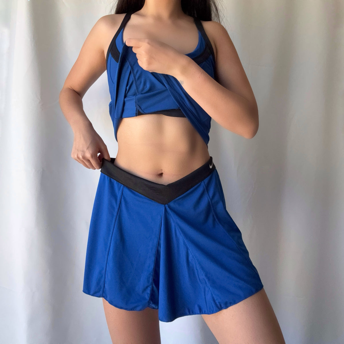 Nike Late 2000s Blue Black Tennis Skort Set
