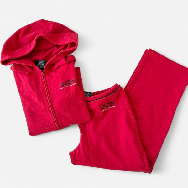 Polo Jeans Company Ralph Lauren Vintage 90s Red Capri Hoodie Set ❤️