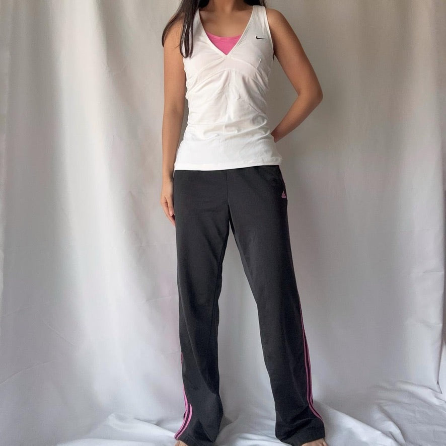 Nike x Adidas Y2K Black Pink Stripe Low Rise Wide Leg Set