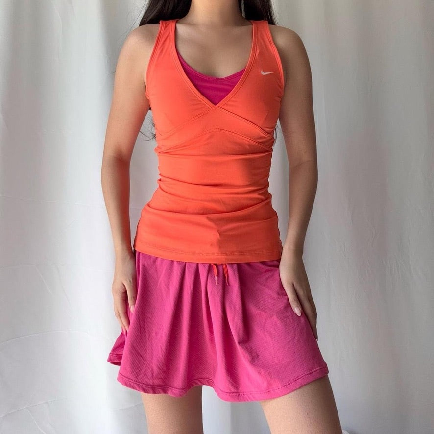 Nike Y2K Skort Set Orange Pink Layered Top Super Rare 💗🧡
