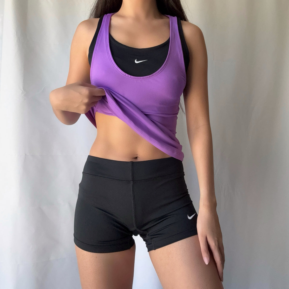 Nike Mixed Era Purple Black Athletic Short Set