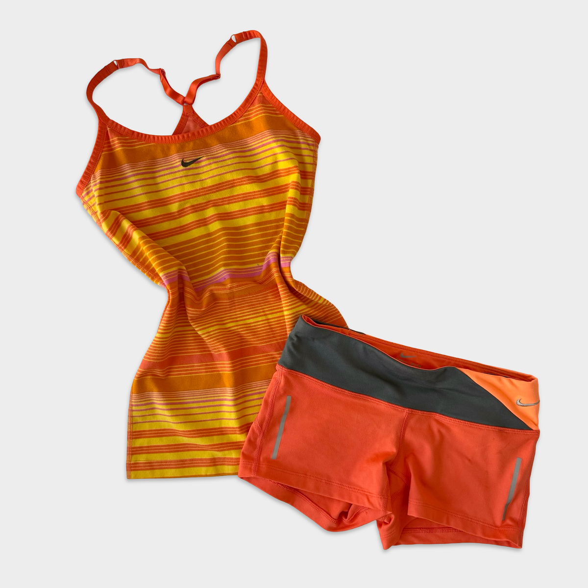 Nike Mixed Era Orange Pink Athletic Short Set