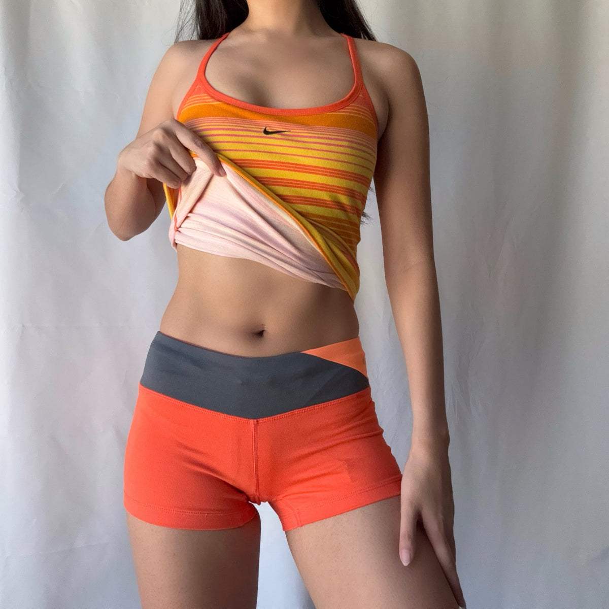 Nike Mixed Era Orange Pink Athletic Short Set
