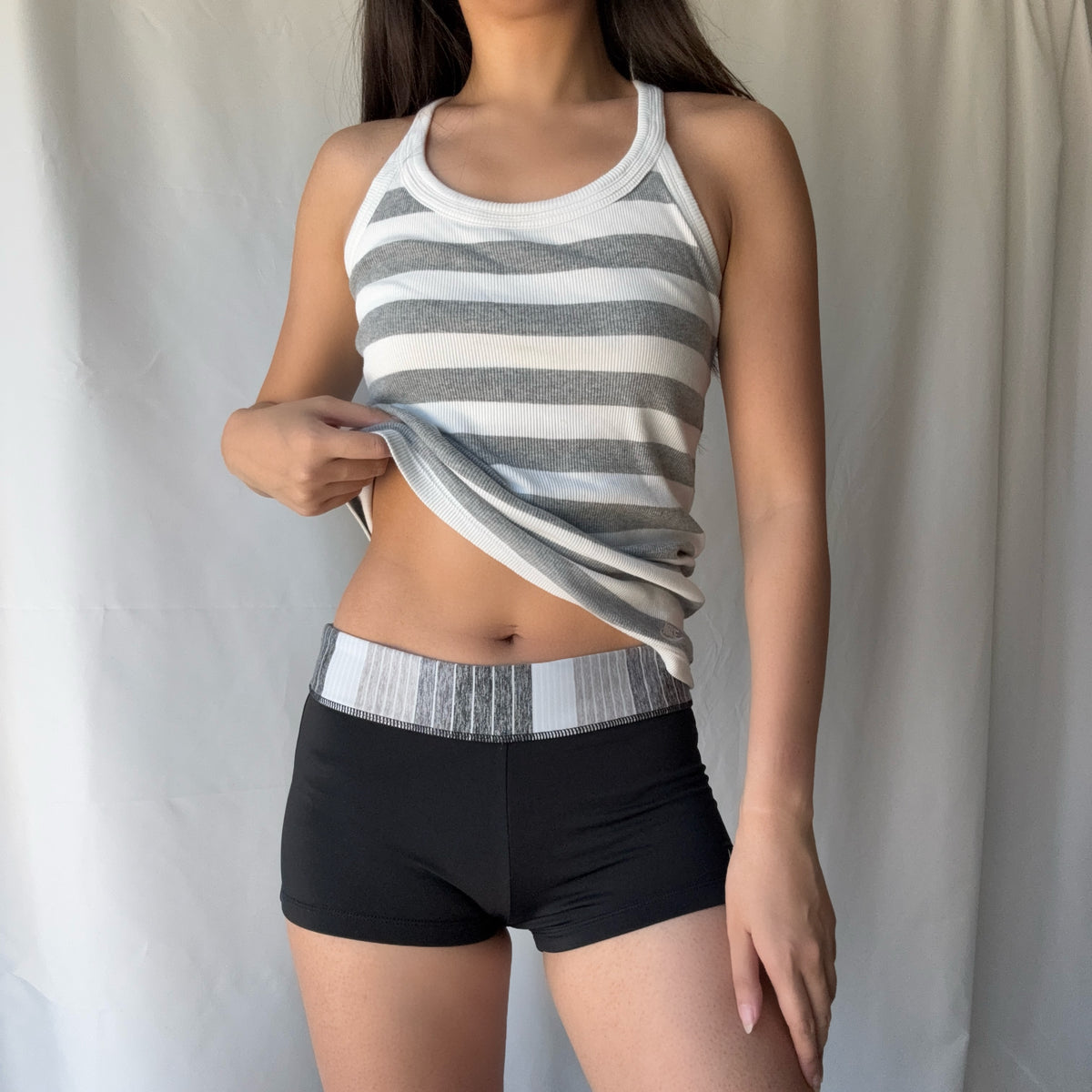 Nike Y2K Stripe Tank Black Shorts Set Sporty Athleisure