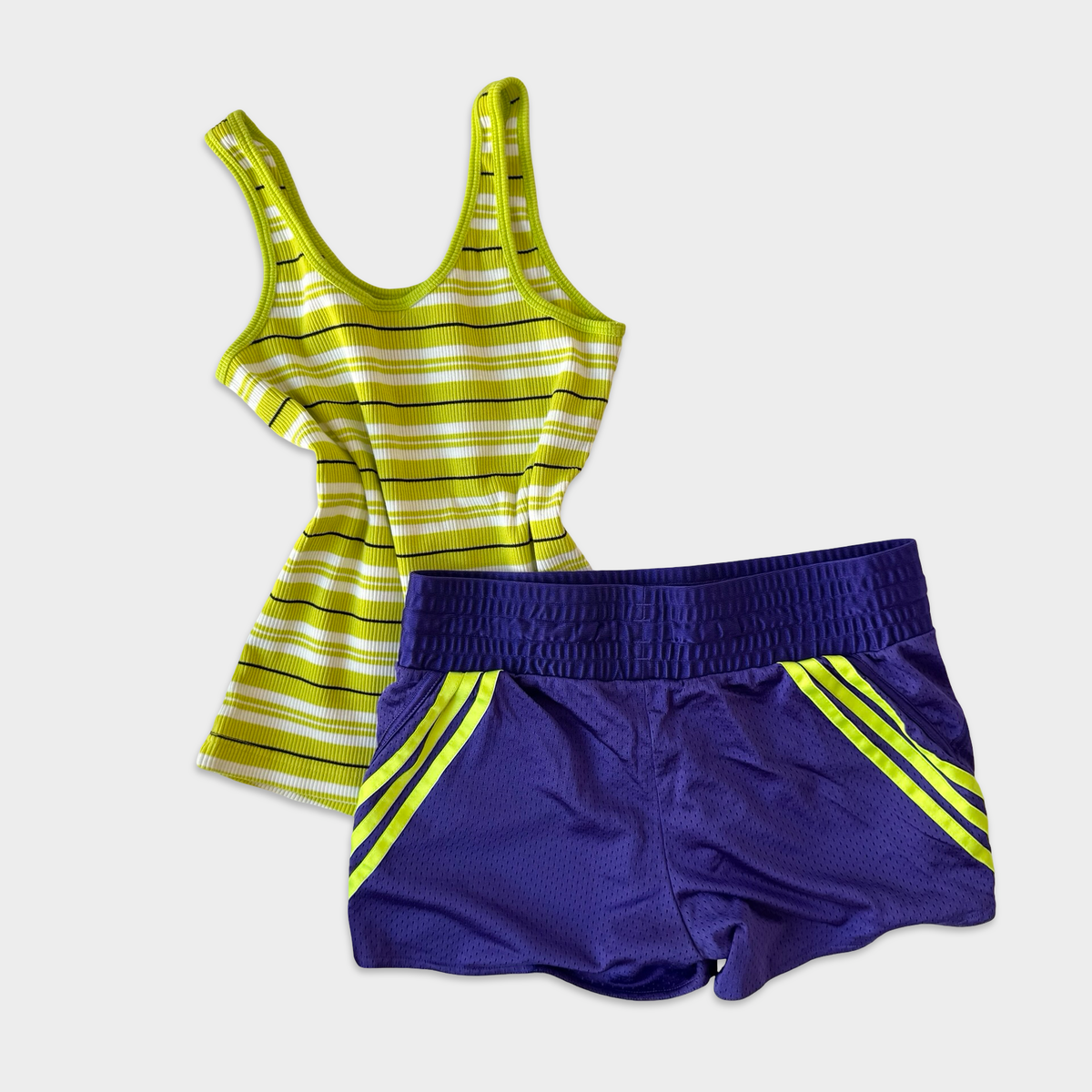 Nike Y2K Mixed Era Lime Green/Yellow Purple Athletic Short Set
