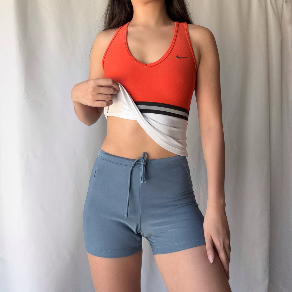 Nike Y2K Orange Grey Active Short Set Sporty