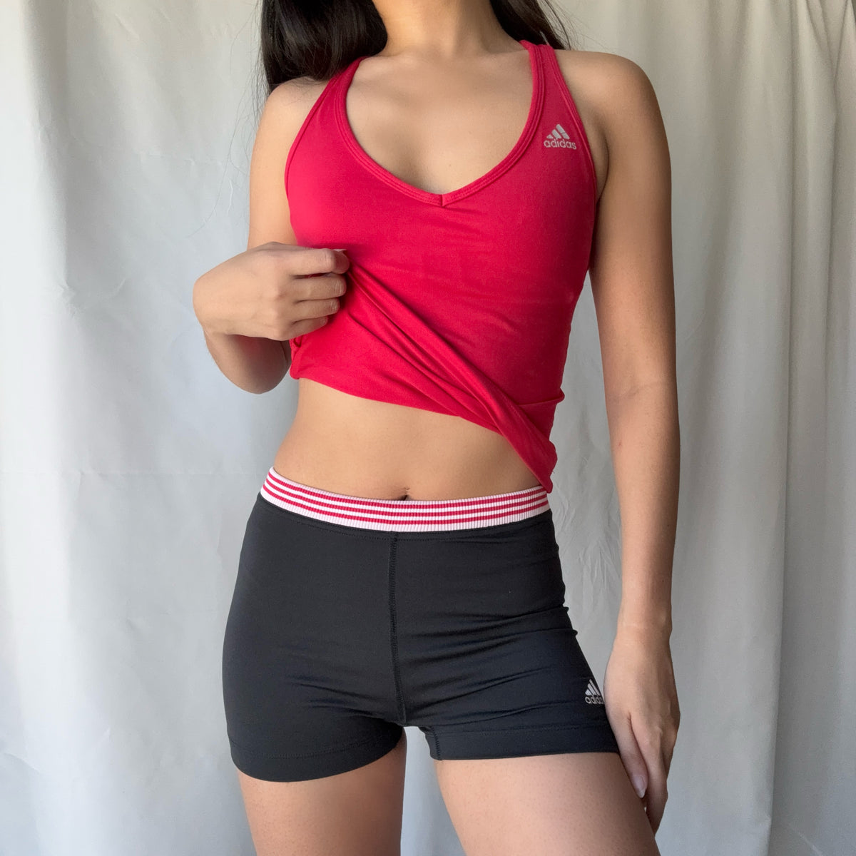 Adidas Y2K Hot Pink and Black Short Set
