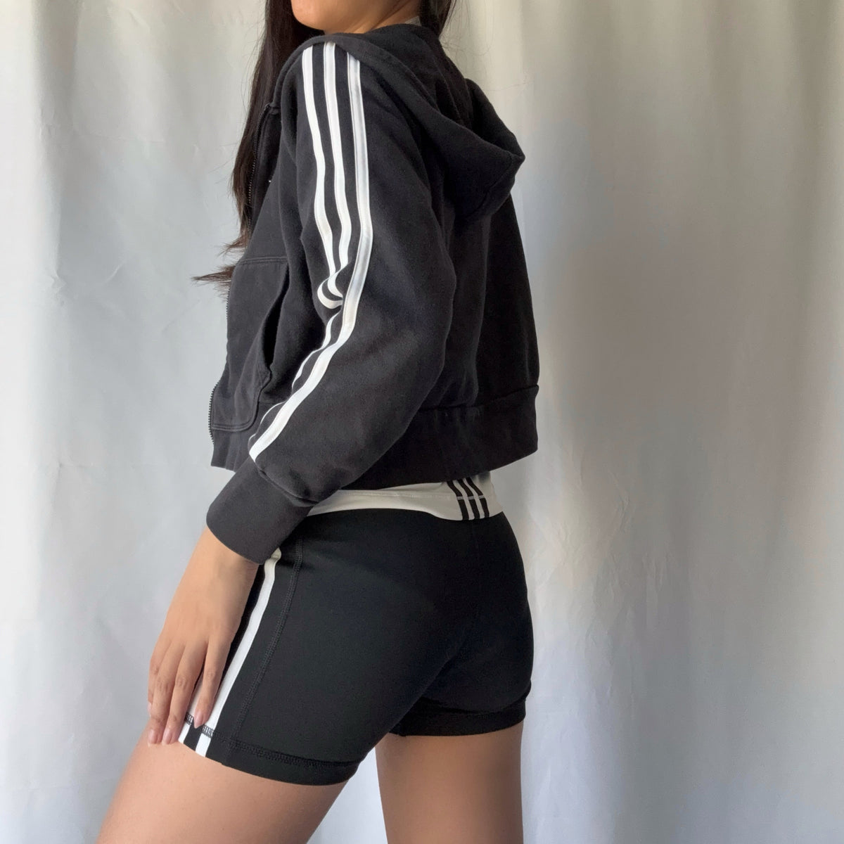 Adidas Mixed Era Black White 3 Piece Hoodie Short Set