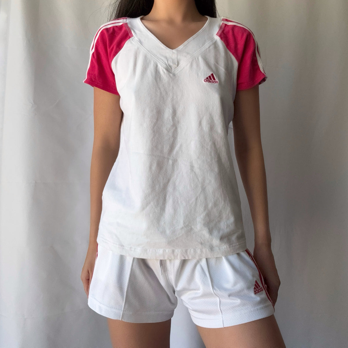 Adidas Late 2000s White Pink Athletic Short Set