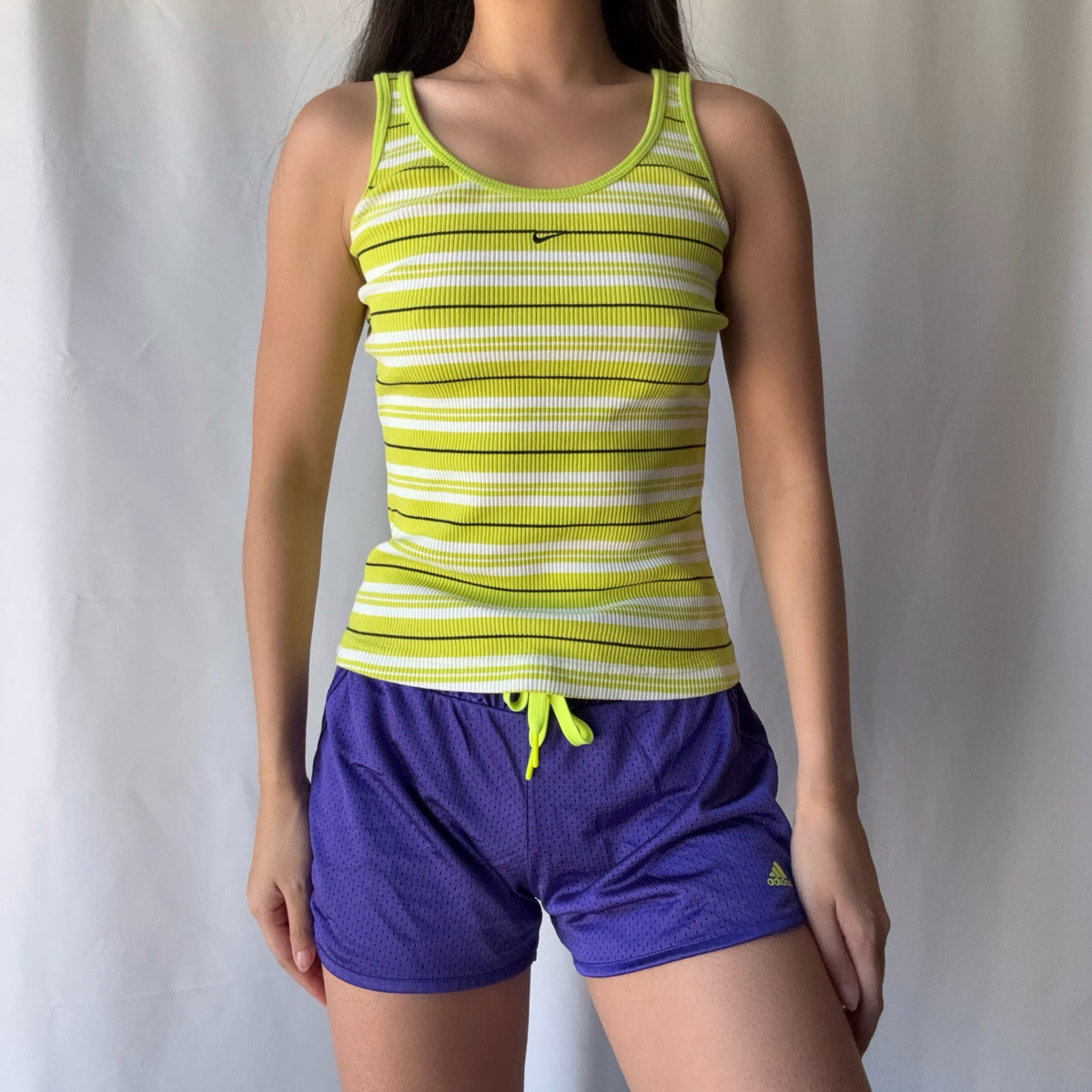 Nike Y2K Mixed Era Lime Green/Yellow Purple Athletic Short Set