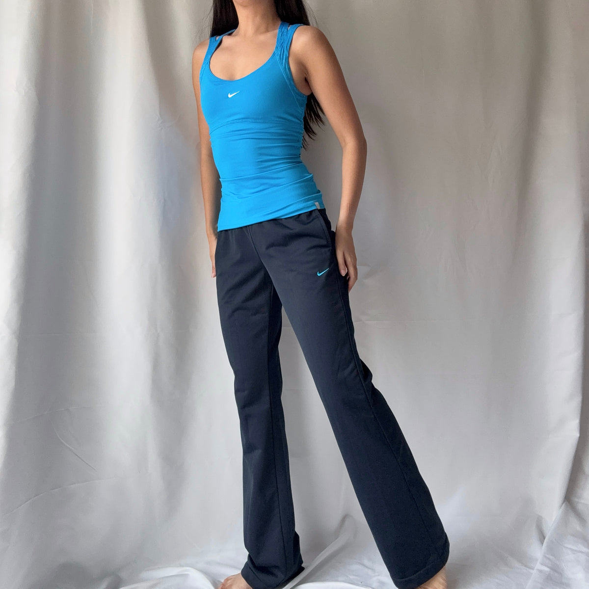 Nike 2010s Blue Black Flare Pant Set