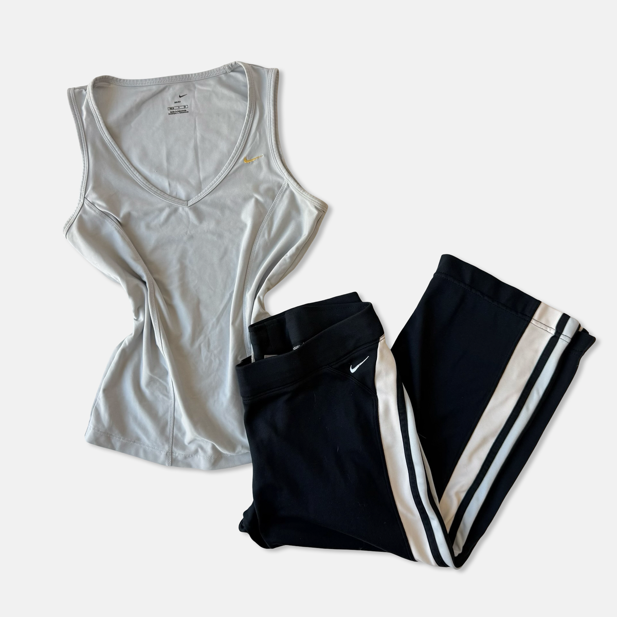 Nike Mixed Era Blue Gray Black Capri Set