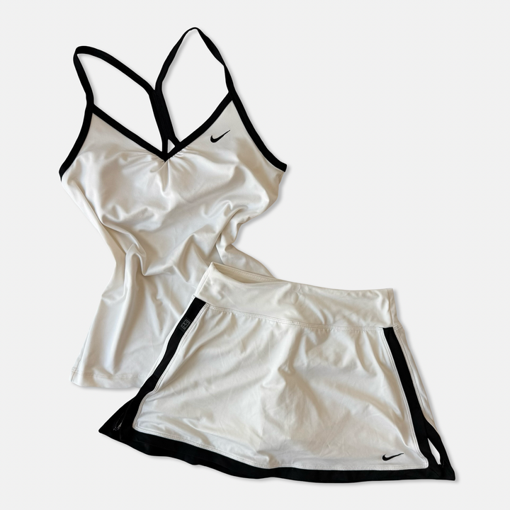 Nike White Black Tennis Skort Set