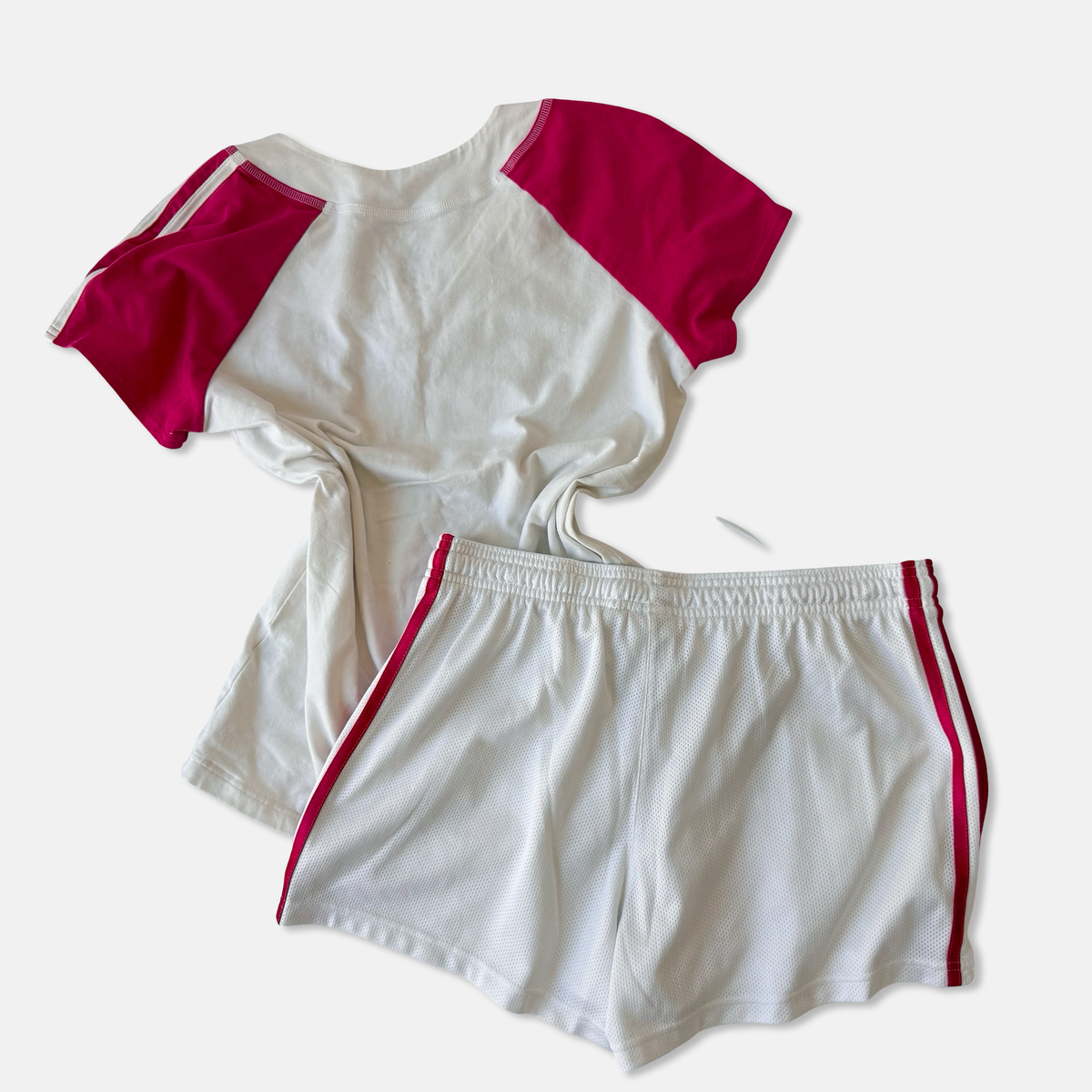 Adidas Late 2000s White Pink Athletic Short Set