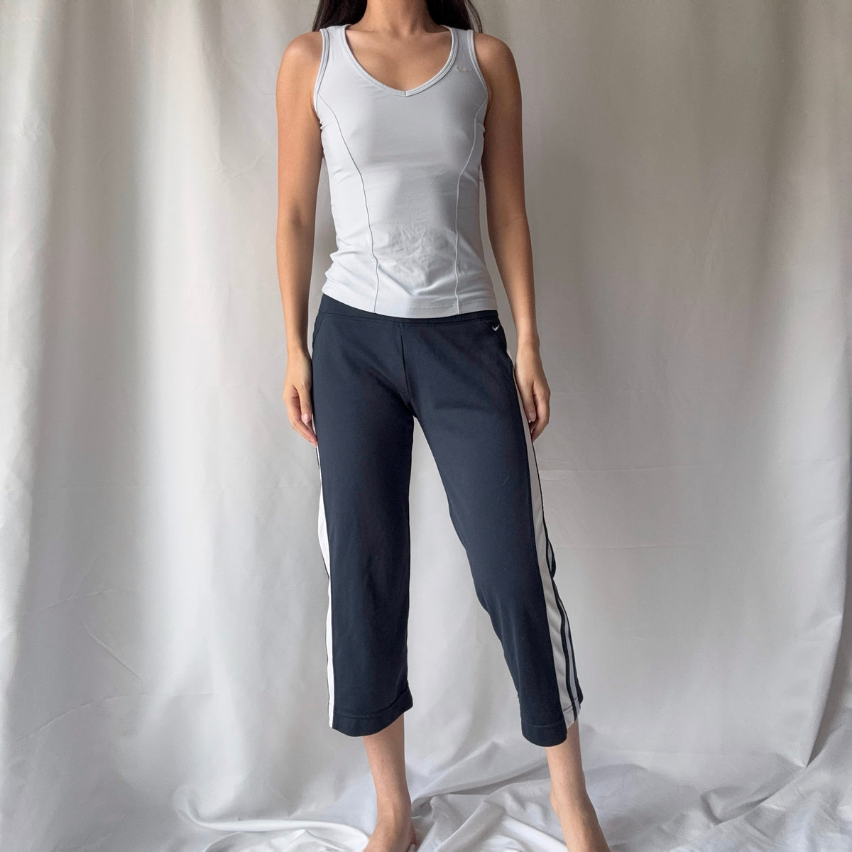 Nike Mixed Era Blue Gray Black Capri Set