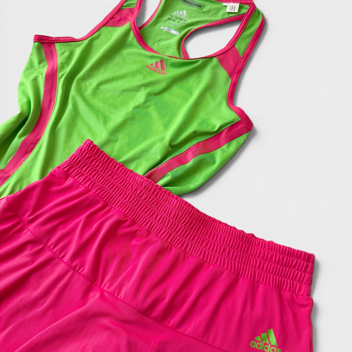 Adidas Neon Green Pink Tennis Skirt Set 2010s Tenniscore