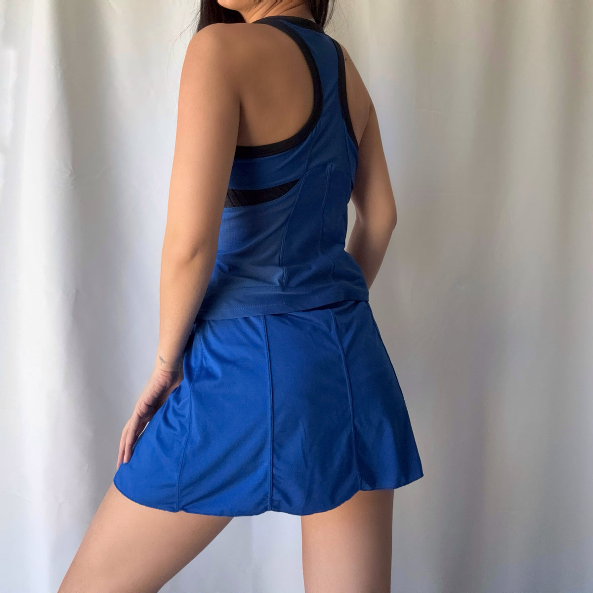 Nike Late 2000s Blue Black Tennis Skort Set