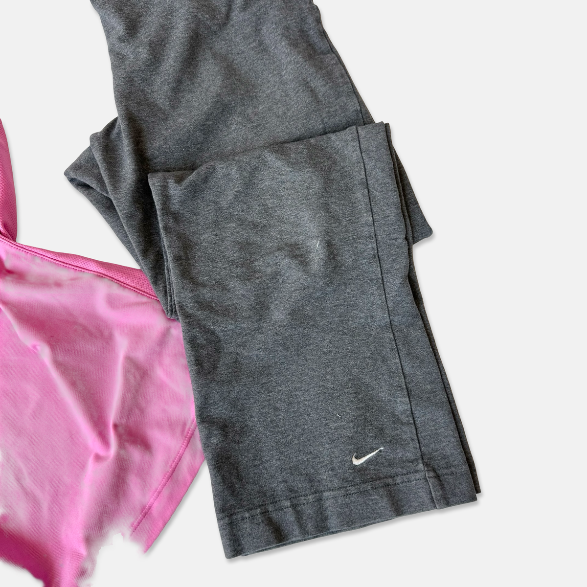 Nike Mixed Era Pink Gray Capri Set