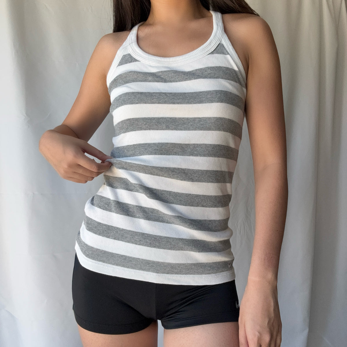 Nike Y2K Stripe Tank Black Shorts Set Sporty Athleisure