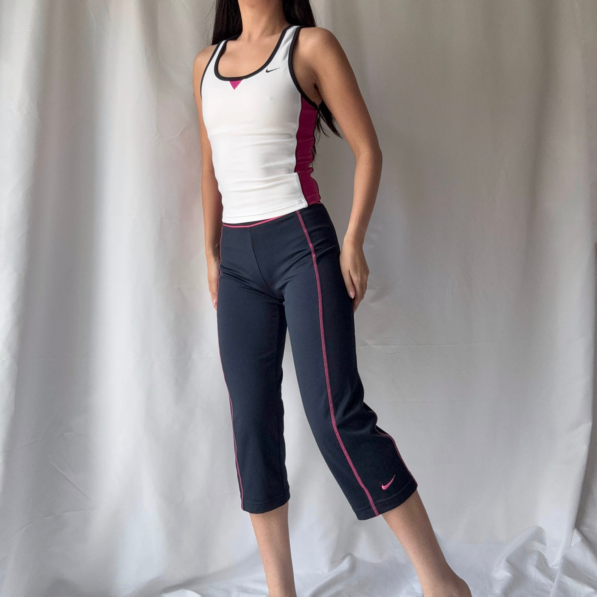 Nike Y2K Black Pink Capri Set