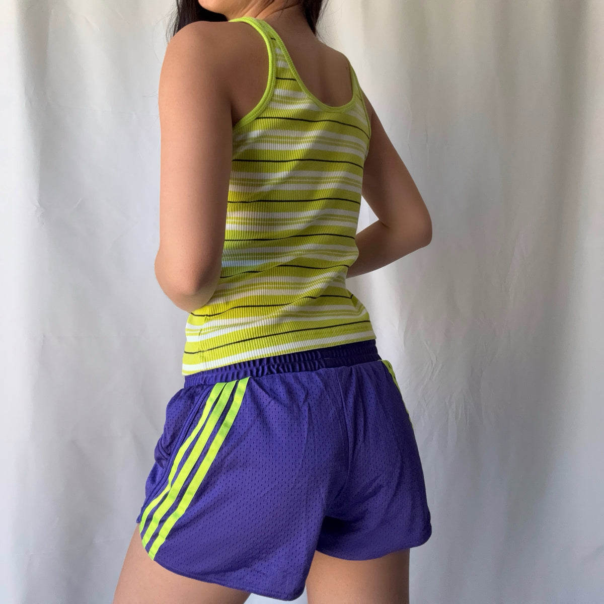 Nike Y2K Mixed Era Lime Green/Yellow Purple Athletic Short Set