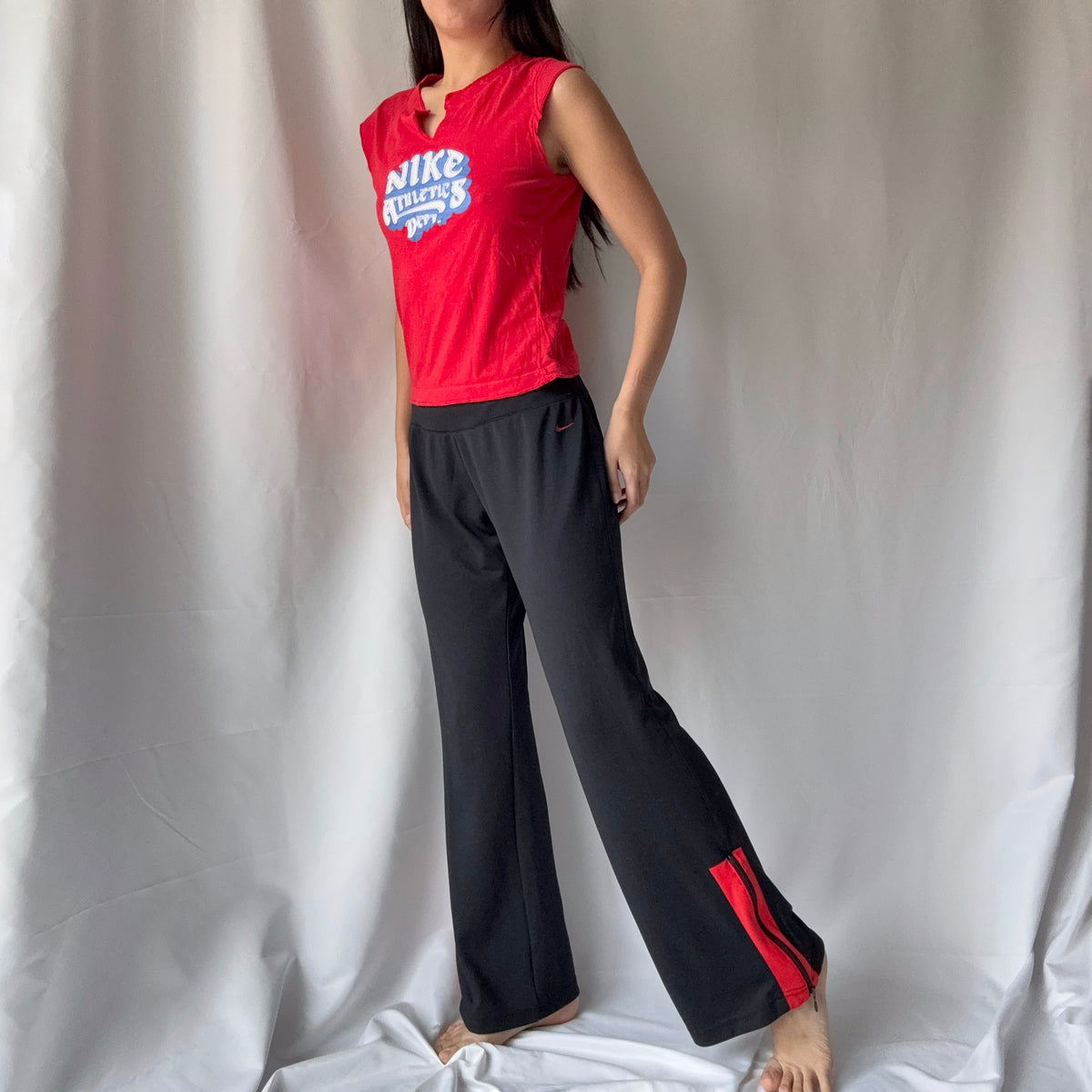 Nike Y2K Red Black Flare Pant Set