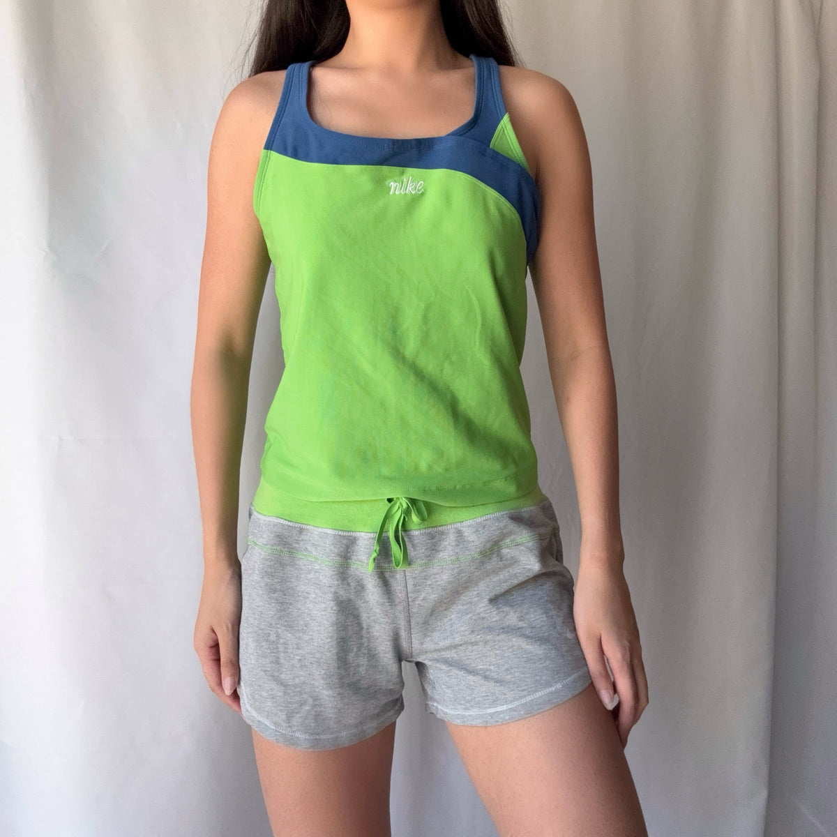 Nike Lime Green Grey Active Short Set Sporty Y2K Fit