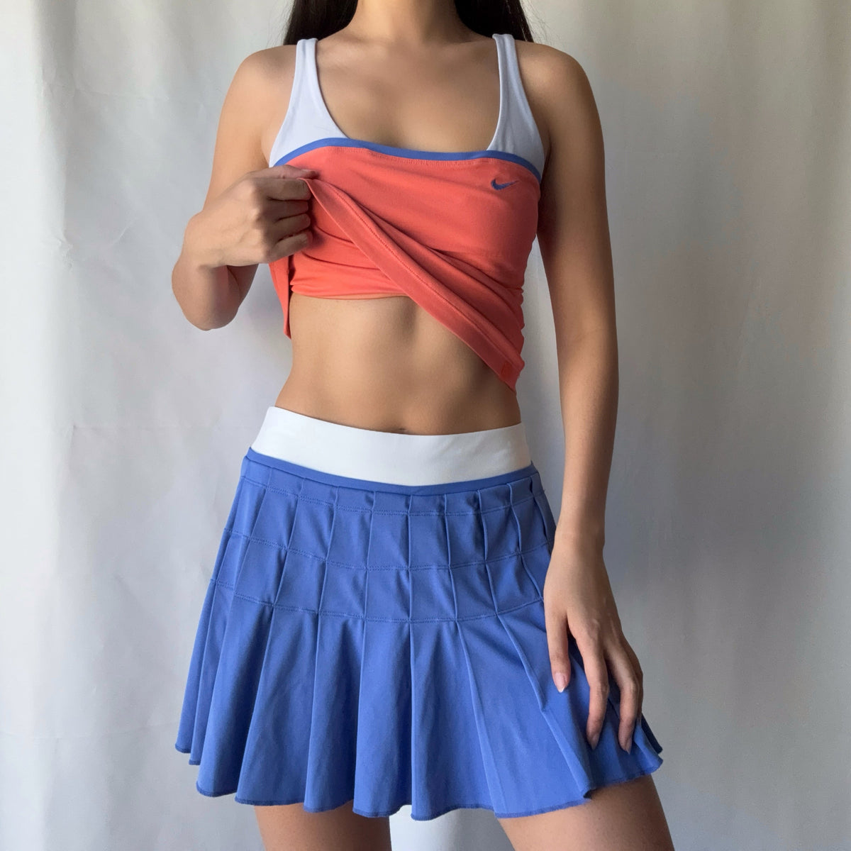 Nike Rare Late 2000s Coral Blue Tennis Skort Set