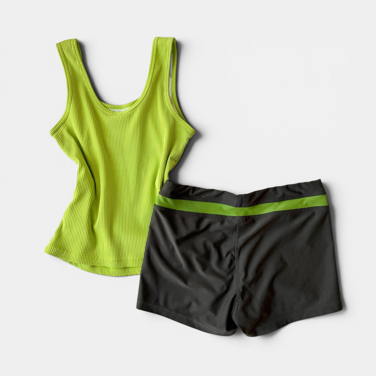 Nike Y2K Lime Tank Black Shorts Set Sporty Athleisure