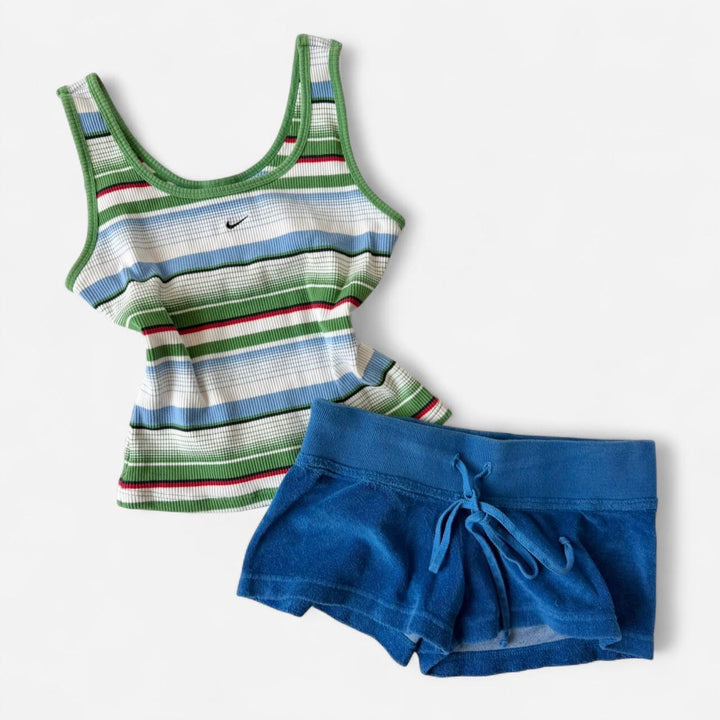 Nike Striped Tank + Shorts Lounge Set