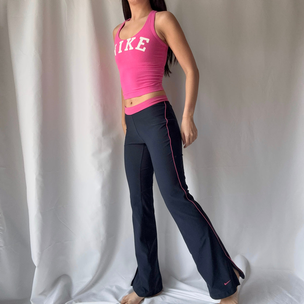 Nike Y2K Pink Black Flare Pant Set
