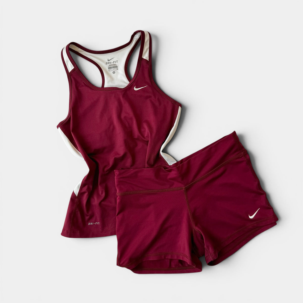 Nike Burgundy Running Short Set Classic Athleisure