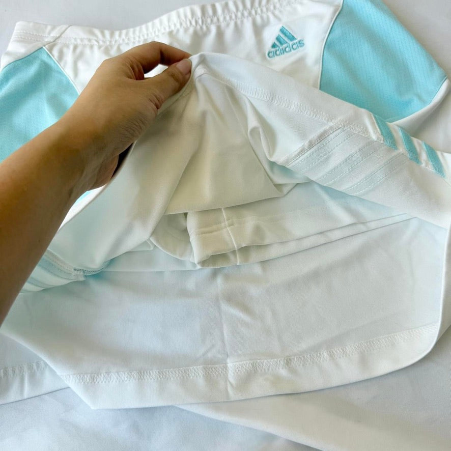 Adidas Vintage Y2K Aqua White Tennis Skirt Set