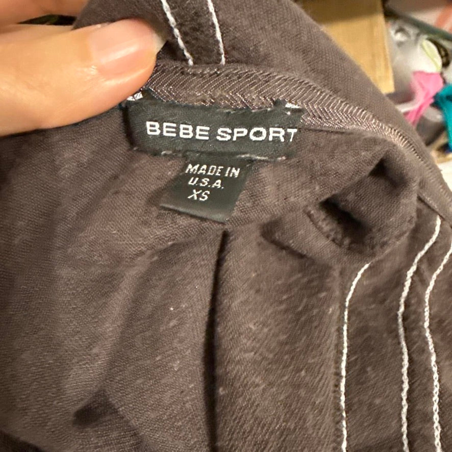 Vintage Y2K Bebe Sport Brown Velour V-Neck Crop & Capri Set
