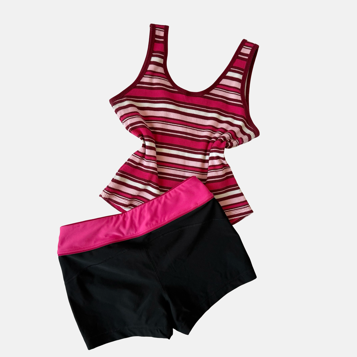 Nike Y2K Pink Stripe Tank Short Set