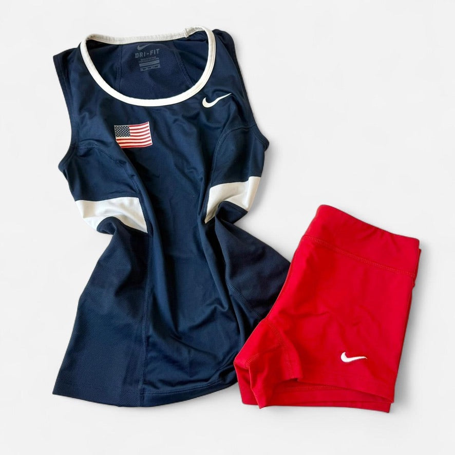 Nike USA Dri Fit Tank and Red Shorts Set